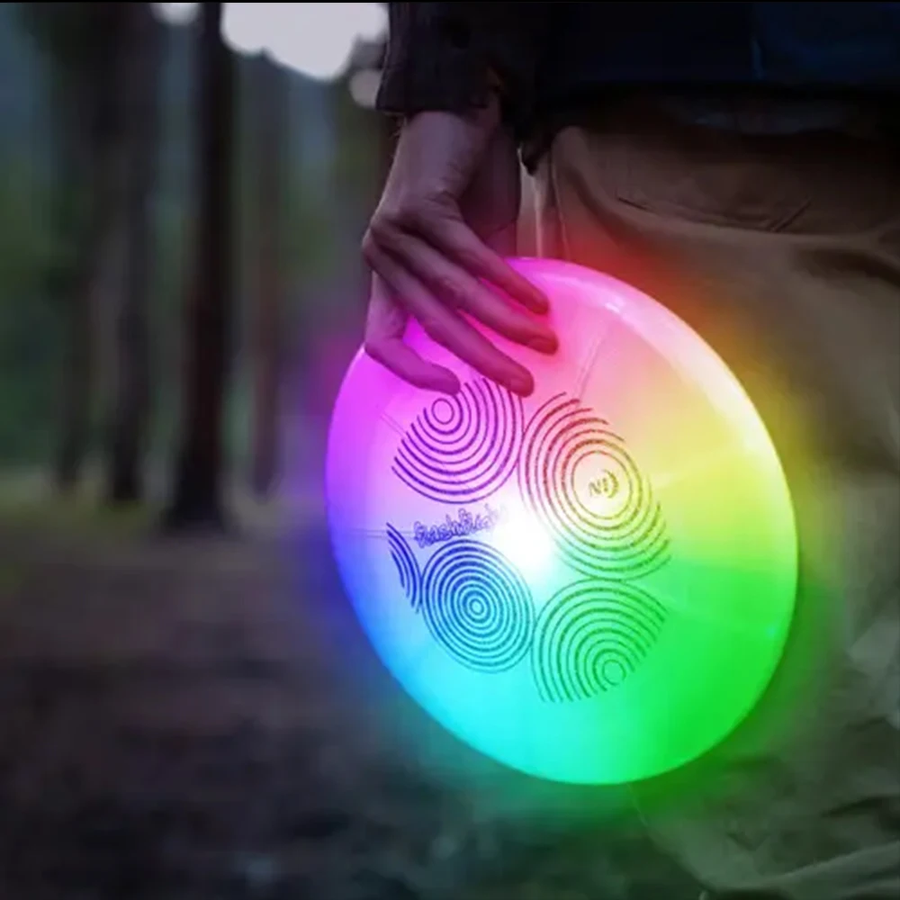 Unisex Rechargeable LED Flying Disc 7 Lighting Modes Outdoor Sports Frisbeed with Type-C Interface Electronic Flying Toy