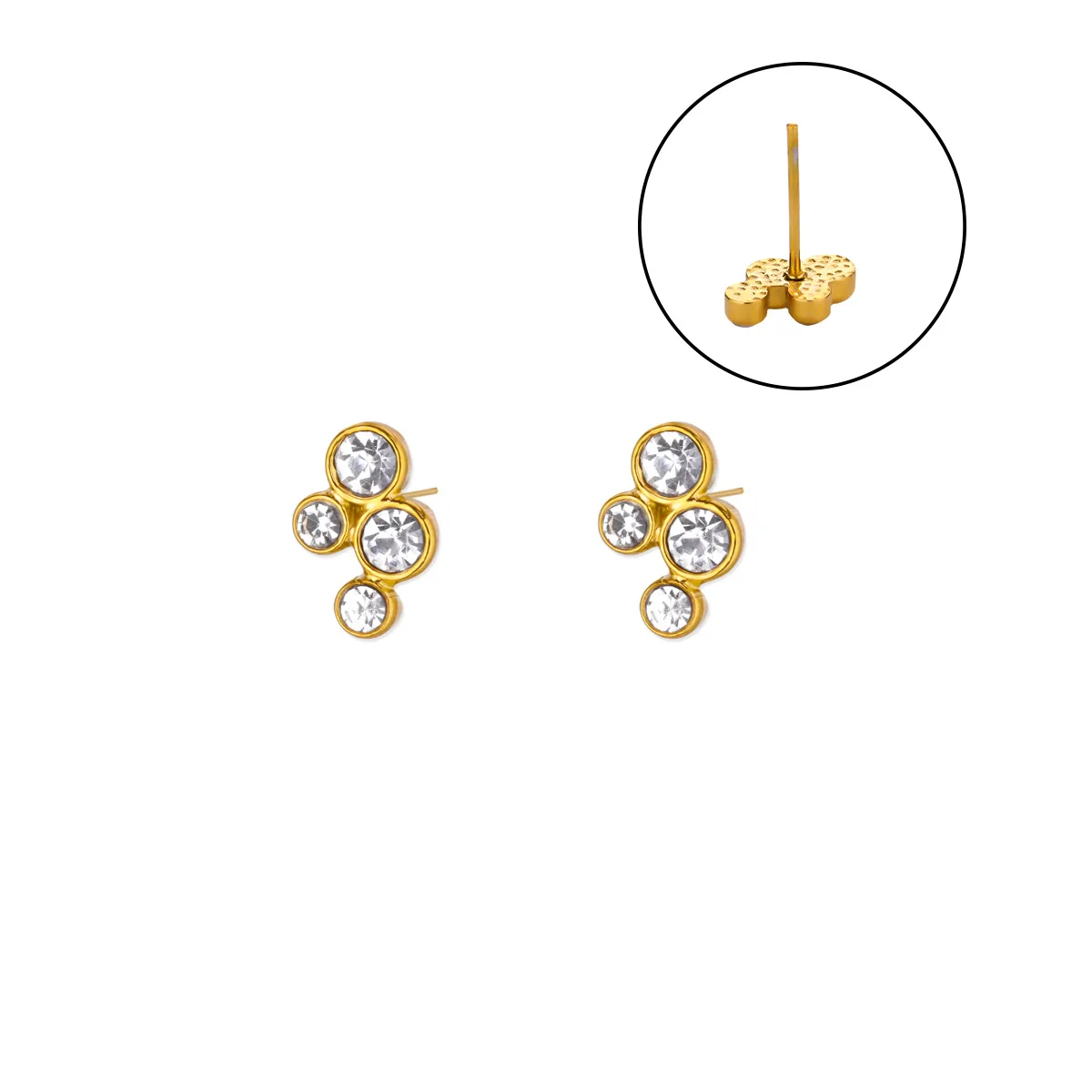 Tiny Zircon Round Geometric Earrings for Women Stainless Steel