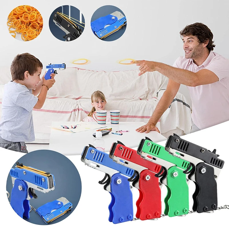 Mini Keychain Gun Rubber Band Gun Toy Shooting Pistol Alloy 1PC for Children rubber band gun