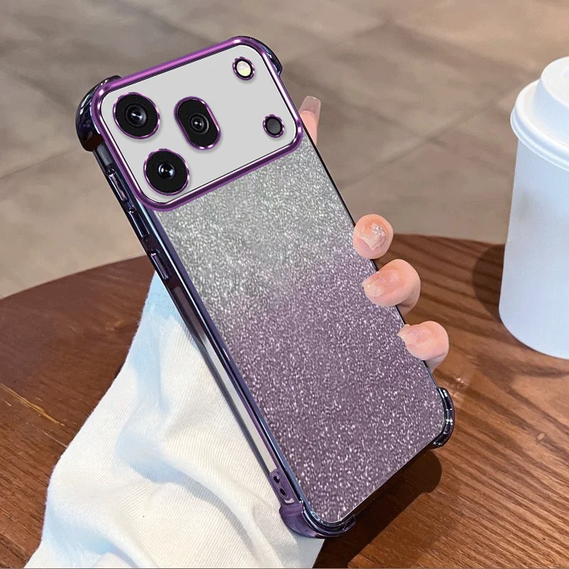 Glitter Plating Shockproof Clear Protective Cover - Flexible TPU with Four-Corner Protection