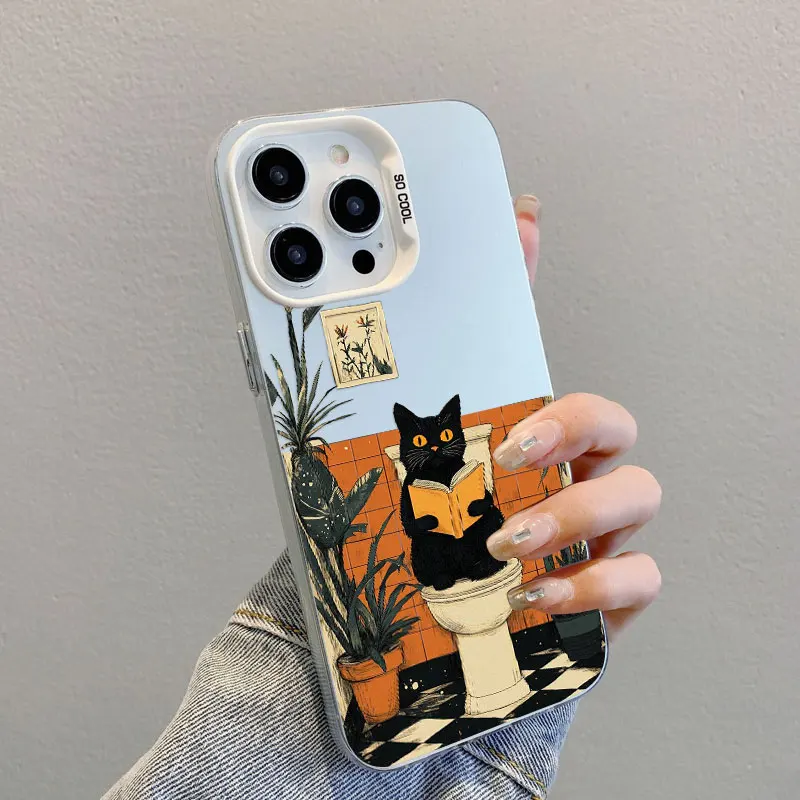 Lovely Cartoon Cat Laser Phone Case - Shockproof Protective Cover