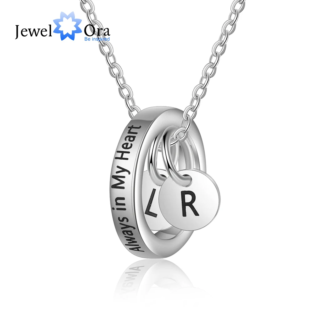 

Personalized Initial Letter Engraved Circle Necklaces for Women Custom Name Date Round Pendant Necklace Wedding Promise Gifts