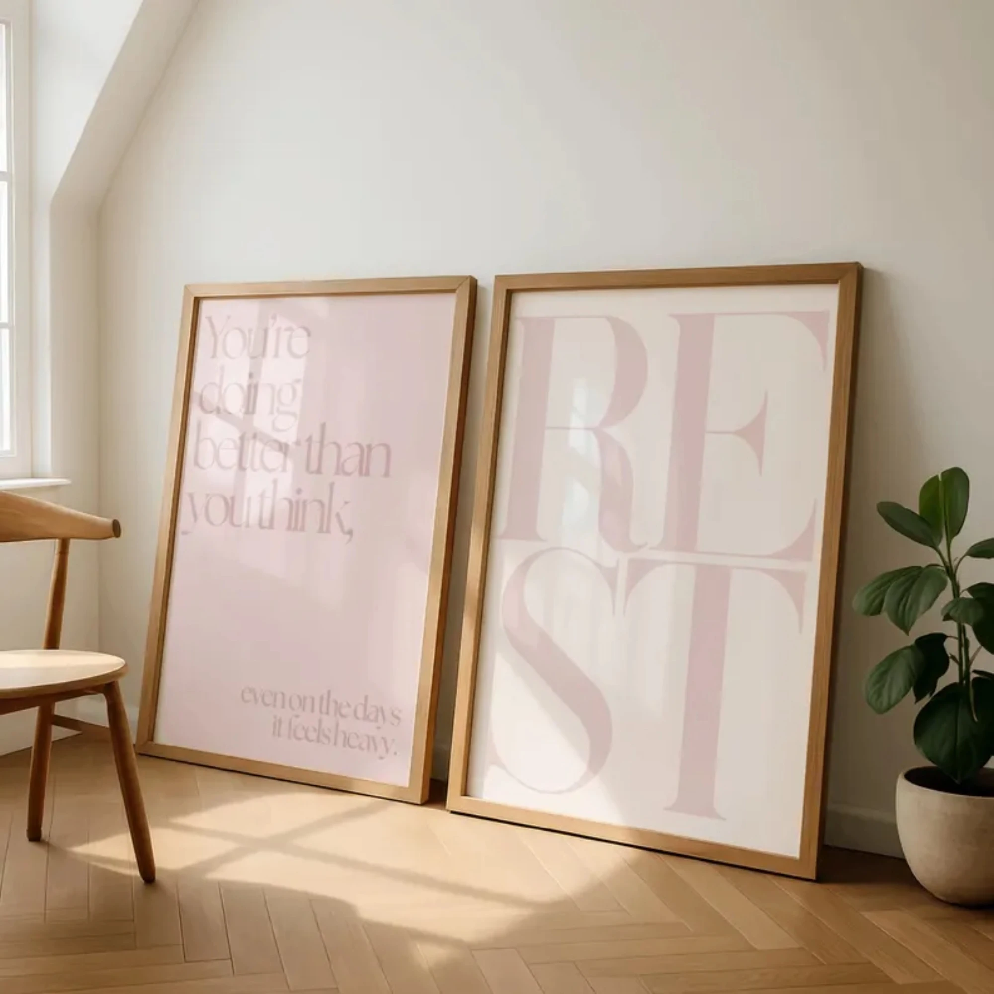 Pink Rest Quote Minimalist Wall Art Canvas Print