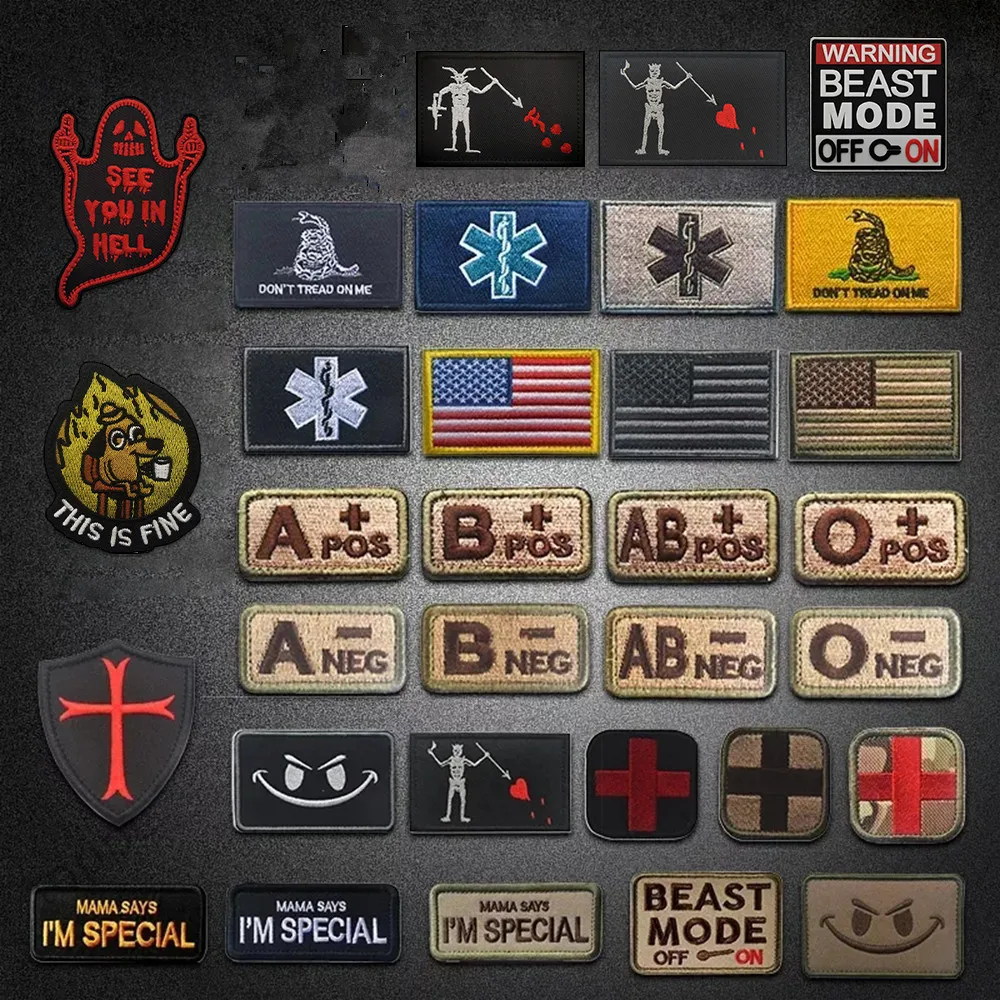 3D Tactical Patch Blood Type Group US ARMY Military Patches for Clothes