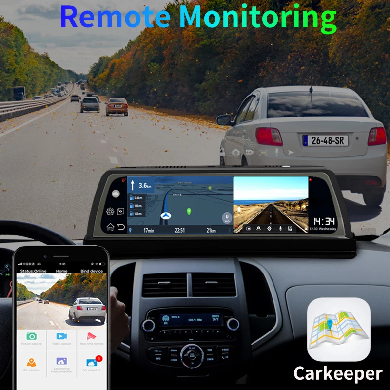 Bluavido ADAS ڵ   ī޶, ȵ̵ GPS ׺̼, 1080P   , ڵ  , 24 ð , 10 ġ IPS 4G