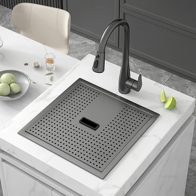 Nordic Honeycomb Embossed Kitchen Sinks Small Bar Invisible Single Slot Cover Home Hidden Island Sink Kitchen Accessories