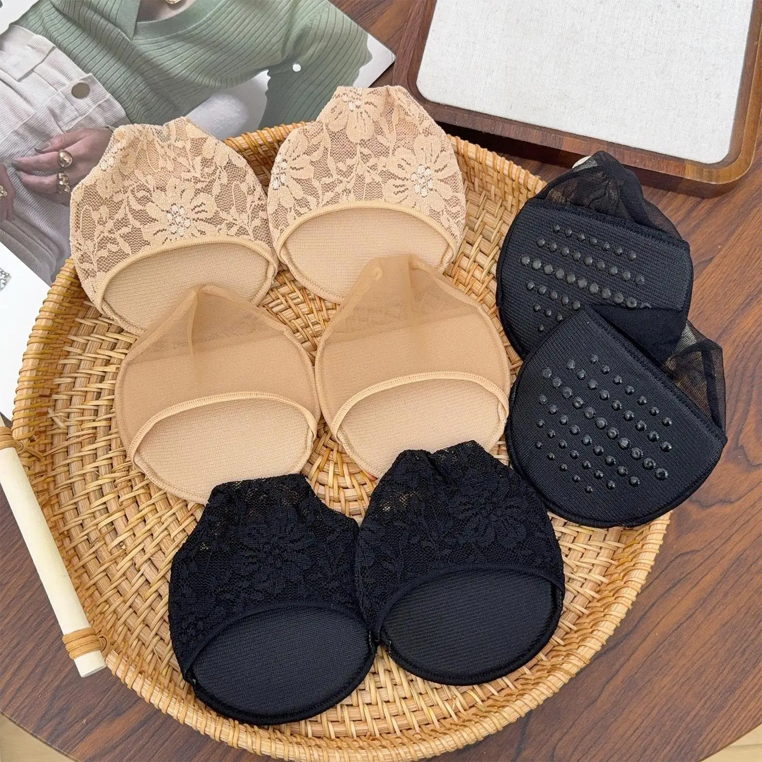 2-20pcs 하이힐 쿠션 미끄럼 방지 실리콘 도트 무늬 보이지 않는 양말 여성용 앞발 깔창 패드 앞꿈치 양말 하프 패드