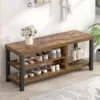Shoe Bench Modern Wood Storage Bench for Entryway Hallway Industrial Indoor Shoe Rack Bench Seat for Living Room Bedroom 1