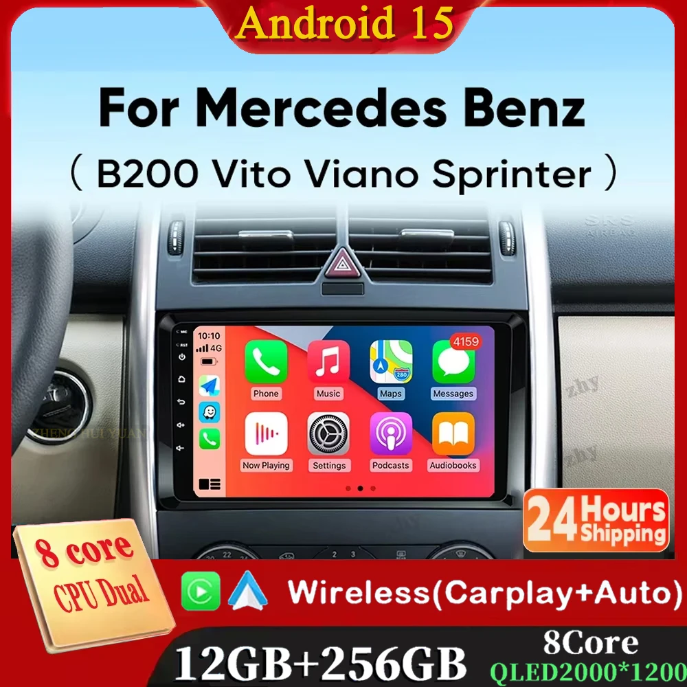 Dvd Autoradio 2 Din Mercedes Classe A W169 Radio Stereo GPS Android 13 Per Mercedes Benz W169 B200 W245 W639 Vito Viano W906 Sprinter, Touchscreen Da 7 Pollici 2 Din, Supporto Wireless