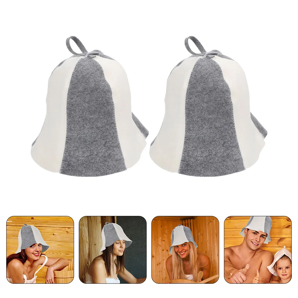 

2 Pcs Felt Sauna Hat Black Bath Towels Lightweight Hats Shower for Women Hair Bathing Miss Bathroom Water Absorbing