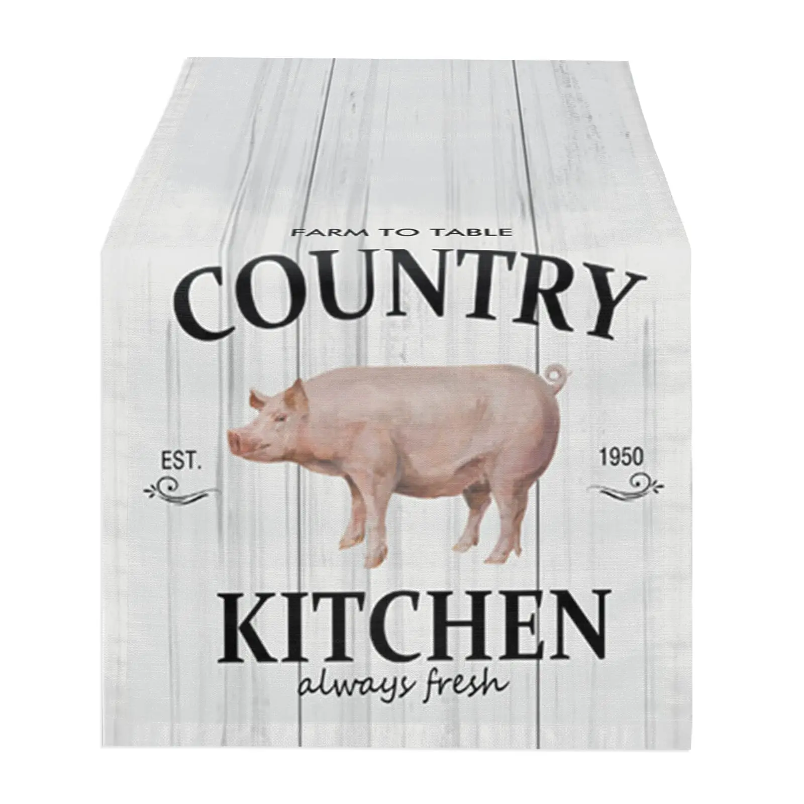 

Animal Pig Table Runner, Kitchen Table Runners Kitchen Dining Table Decoration for Indoor Outdoor Home Party and Dresser Decor