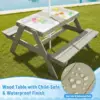 4 In 1 Kids Sand Water Table With Removable Weatherproof Umbrella Wooden Outdoor Picnic Table With 2 Covered Bins For Toddlers Sensory Table For Boys Girls