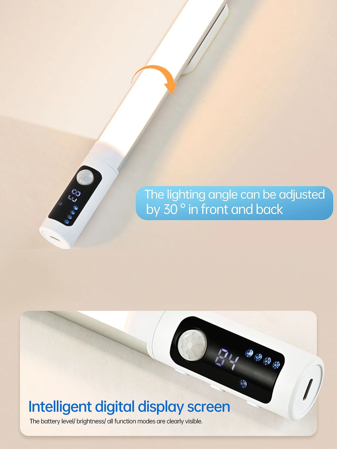 Motion Sensor Light Night Light Desk Lamp Type C Rechargeable Lights Cabinet Lights For Kitchen LED Digital Display Night Lights