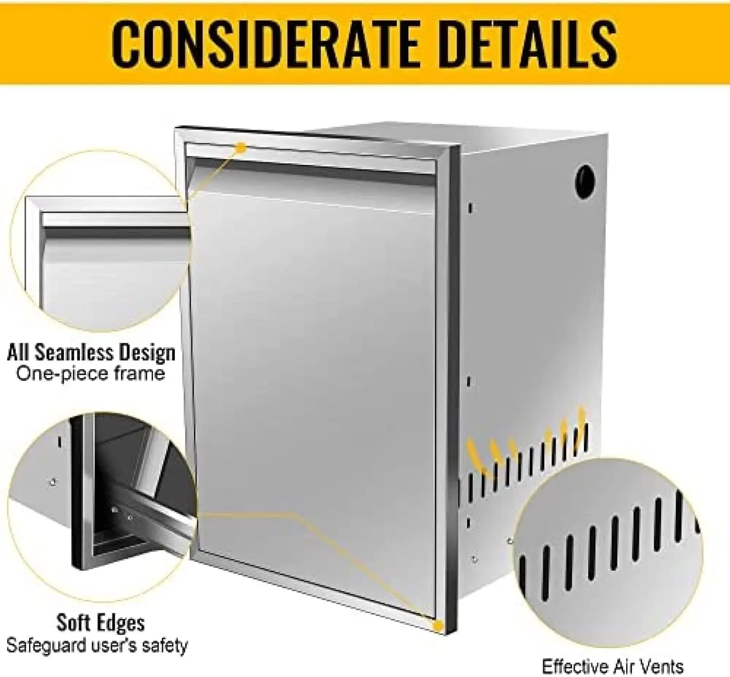 Trash Drawer Built-in Pull-Out Tray Stainless Steel Trash Drawer Storage Trash Bin(10 Gallons)(Not Included) for Outdoor Kitchen 6