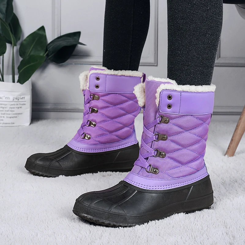 

2023 New Winter Women Outdoor Snow Boots High Top Girls Fur Inside Snow Keep Warm Shoes Lady Hiking Sneakers with Cotton