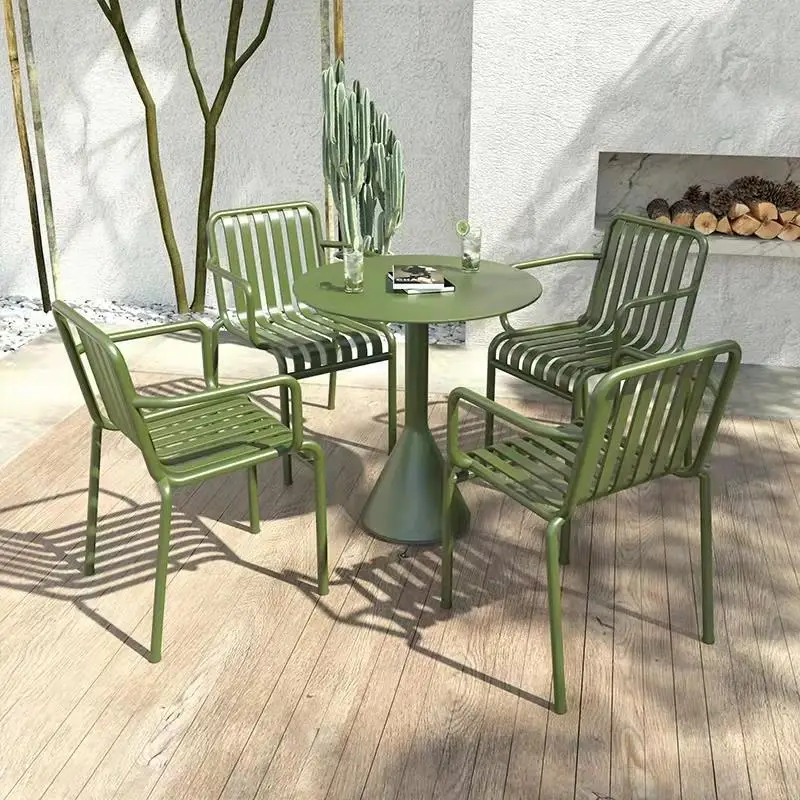 Metal dining table and chair balcony waterproof wrought iron table and chair set
