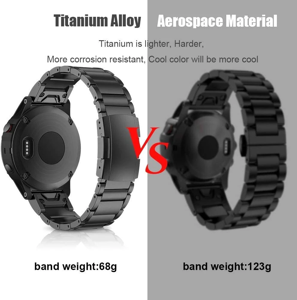 luxury For Garmin 22mm 26mm Quickfit Titanium Straps Fenix 7X 6X 7 6 Descent MK1 MK2 Epix Gen 2 Wristband　