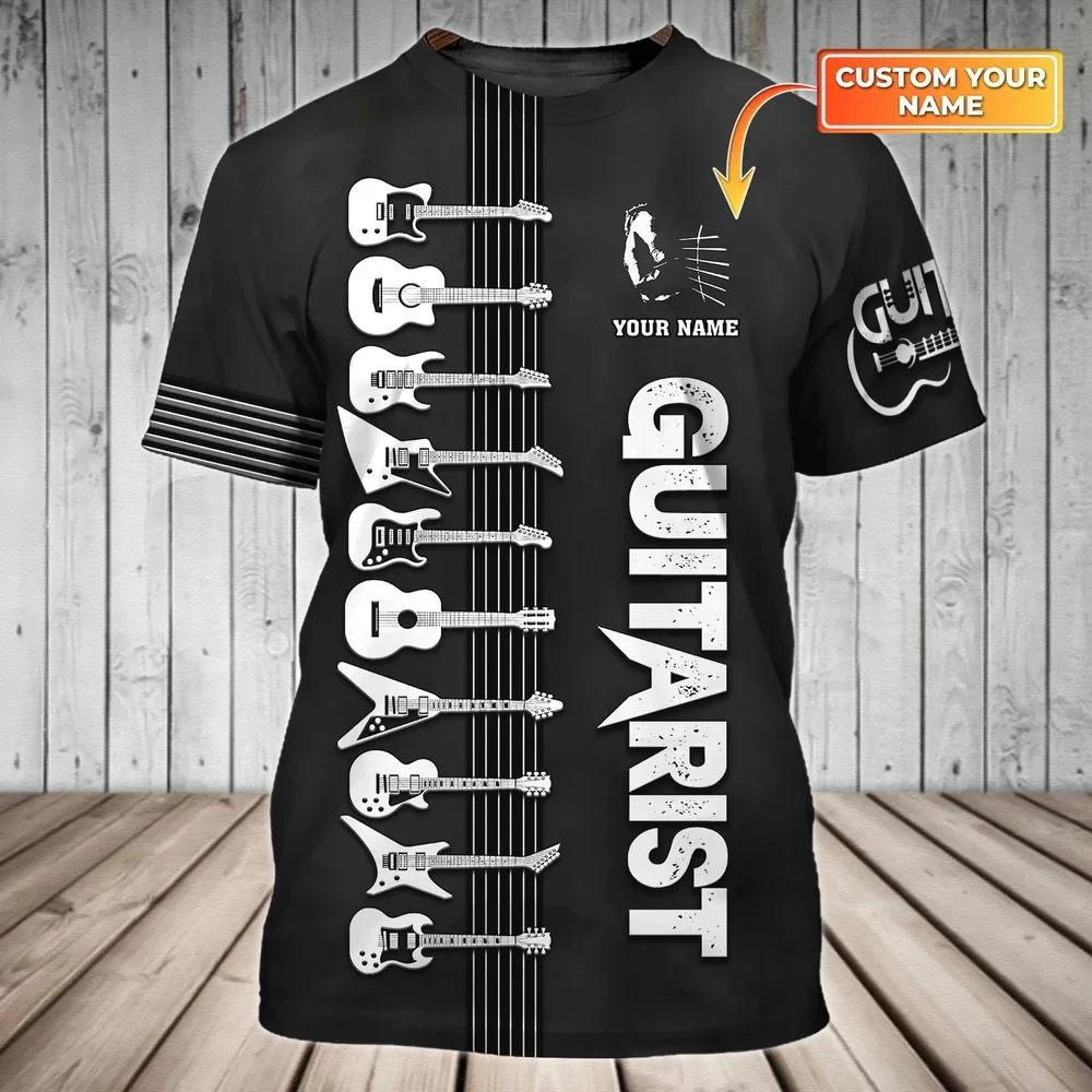 Neueste Sommer Mode männer T-shirt Gitarre Personalisierte Name 3D Gedruckt t-shirt Unisex Casual T-shirt Gitarre Liebhaber Hemd DW134 – Detail 30