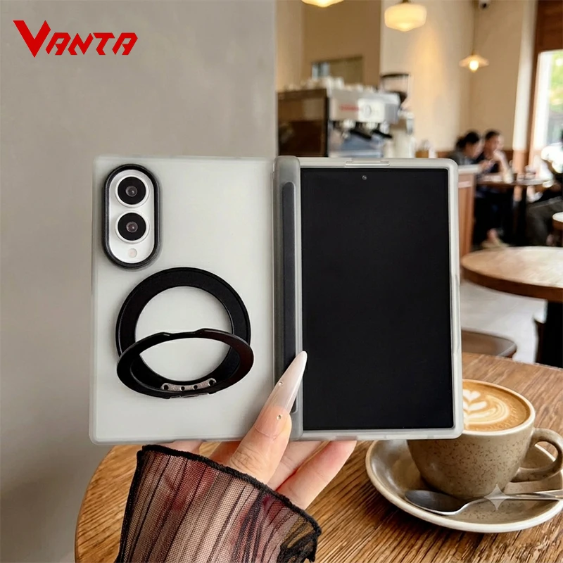 360 Rotating Magnetic Shockproof Matte Phone Case with Ring Holder