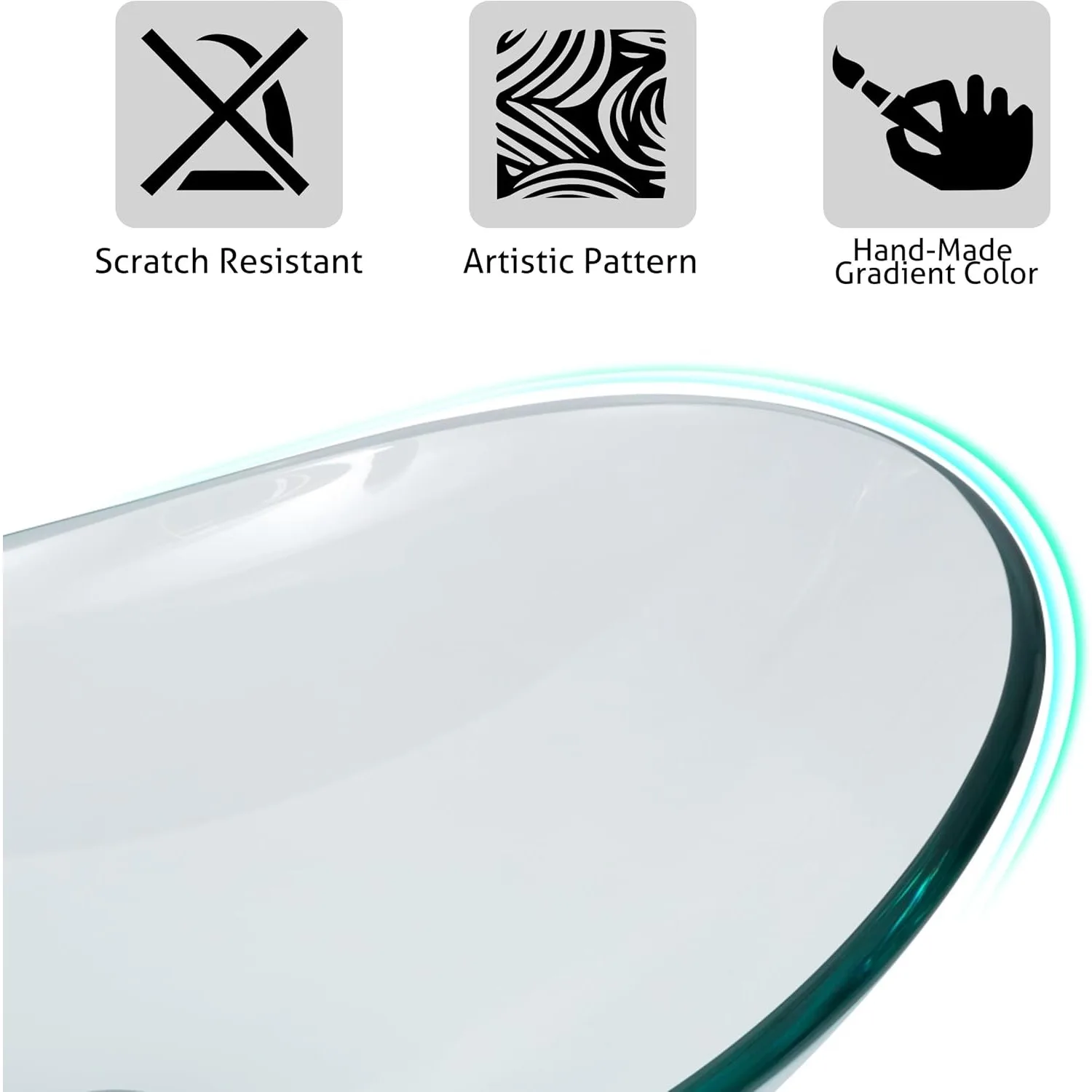 21.5" Bathroom Vessel Sink Modern Artistic Single Clear Boat Tempered Glass Basin Bowl Sink, W/Water Save Faucet Pop Up Drain 3