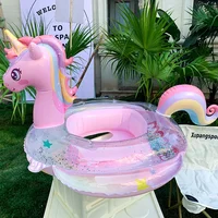 Swim Ring Inflatable Pool Float Baby Rainbow Sequined Unicorn for Kids Swimming Circle Children Swim Ring Pool Toys Floating 2