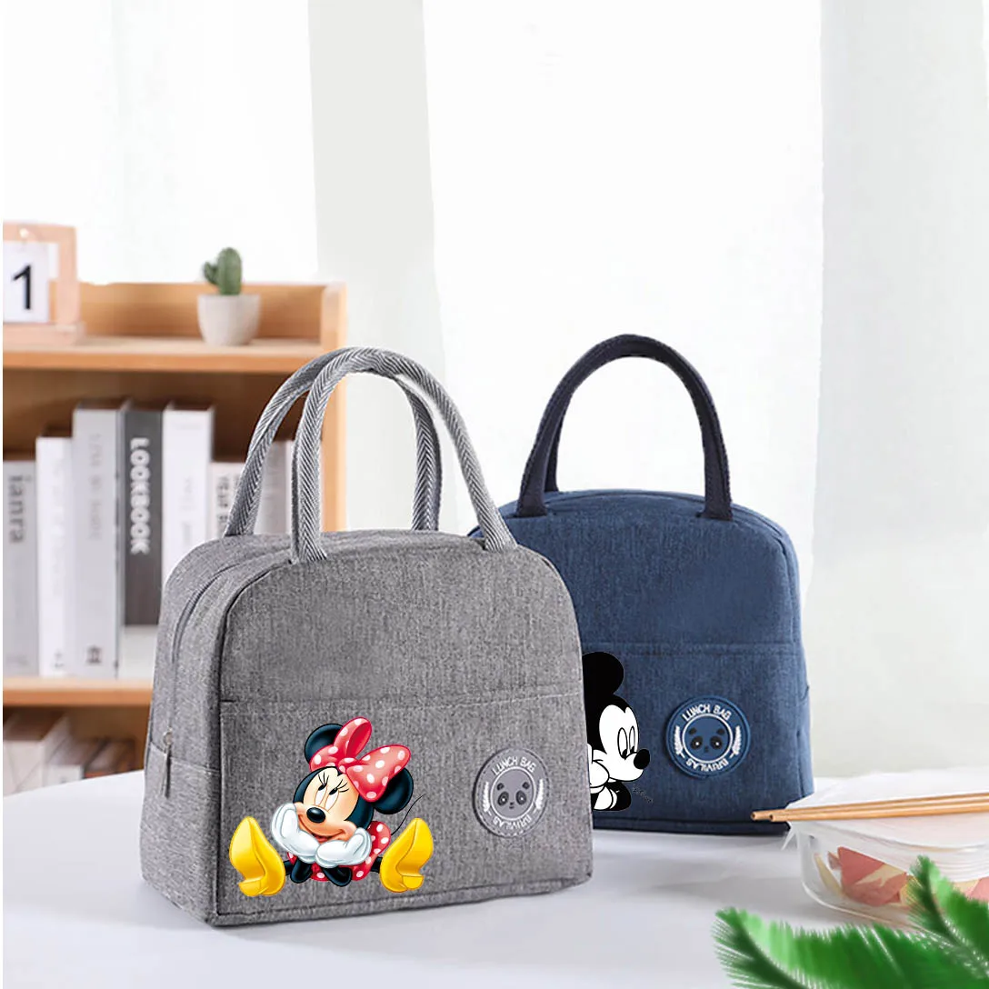 Mickey Minnie Mouse Insulated Portable Lunch Bags Pack Aluminum Foil Rice Bag Meal Pack Tote Pack Student Bento Lunch Handbag