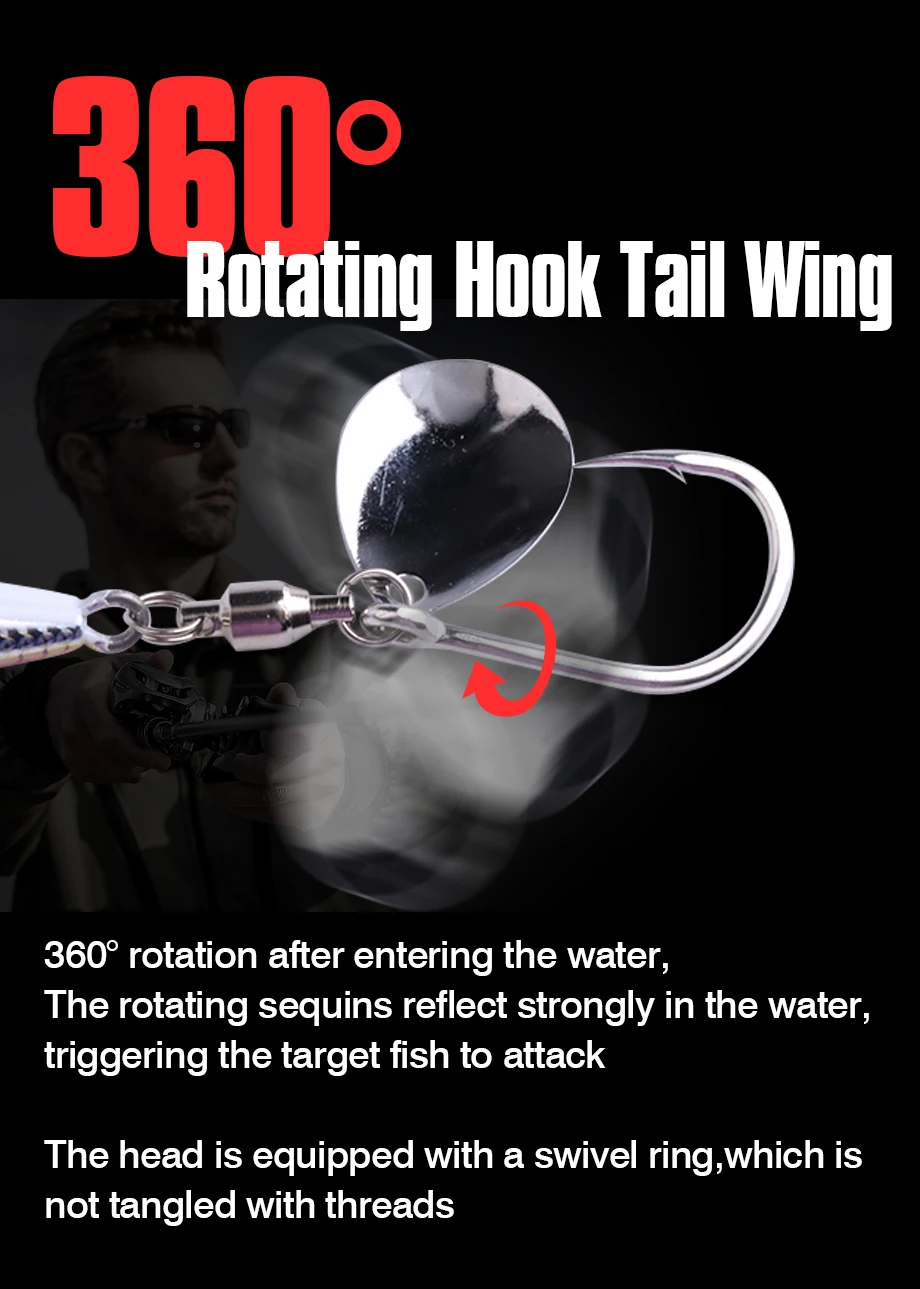 FJORD Hyper Long Casting Metall Jig 30g 40g 60g 80g Angelköder Hartsalzwasser Swimbait Rotierender Haken Schwanz Spinner Angelartikel – Detail 5