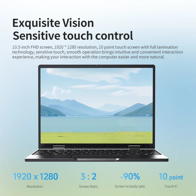 Zwide Mini Laptop Tablet 2-in-1 10.5-inch lntelN150 (up to) 3.6GHz) Windows 11 Laptops 3