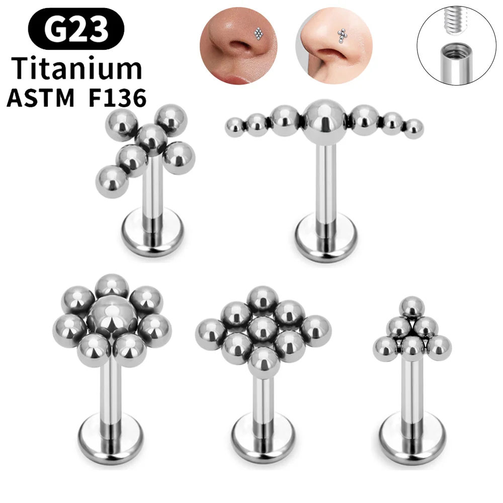 10pcs G23 Titanium Piercing Nose piercing balls combination nose stud ear tragus helix cartilage labret Body Piercing Jewelry