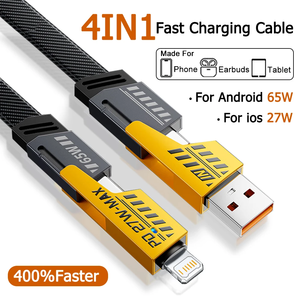65W Mecha Style Fast Charging USB Cable For Apple iPhone 13 14 12 11 15 17 Air 16 Pro Max Plus TypeC Data Cord Phone Accessories 1