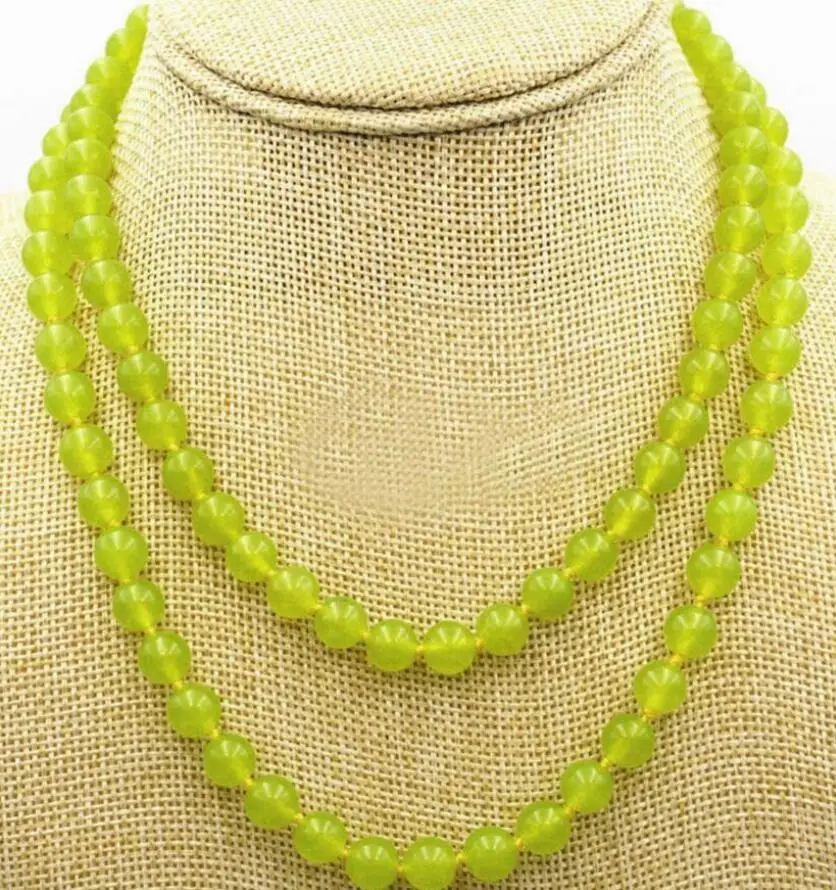 

Long 32inch 8mm Green Peridot Gemstones Round Beads Necklace AAA