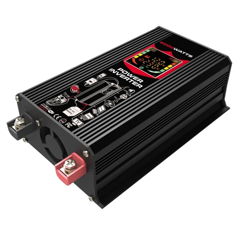 ABFI 6000W 차량용 정현파 전원 인버터 DC-AC 220V 범용 컨버터, 야외 활동을 위한 듀얼 USB 콘센트 탑재