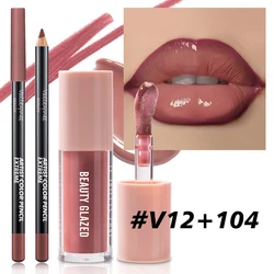 Velvet Texture Matte Lipstick Set - Red & Brown Shades for Moisturizing, Natural Finish (V12 104)