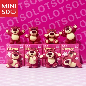 MINISO 디즈니 토이 스토리 딸기 곰 블라인드 박스 시리즈, 플로킹 인형, 신비한 만화 조각상 서프라이즈 박스, 생일 선물