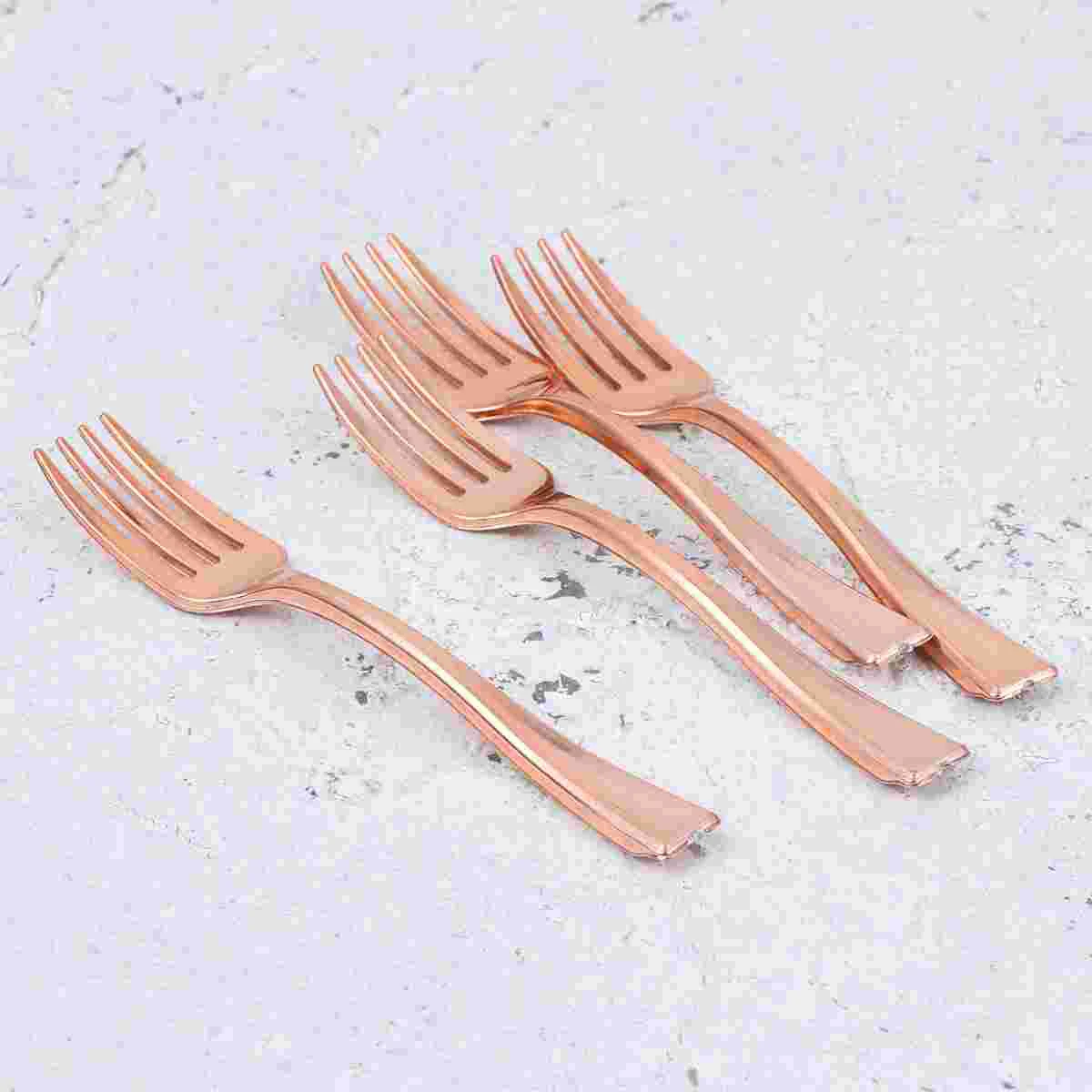 Fork Plastic Disposable Mini Gold Utensils Silverware Flatware Salad Cutlery Cocktail Cake Dessert Tasting Fruit Appetizer Forks images - 6