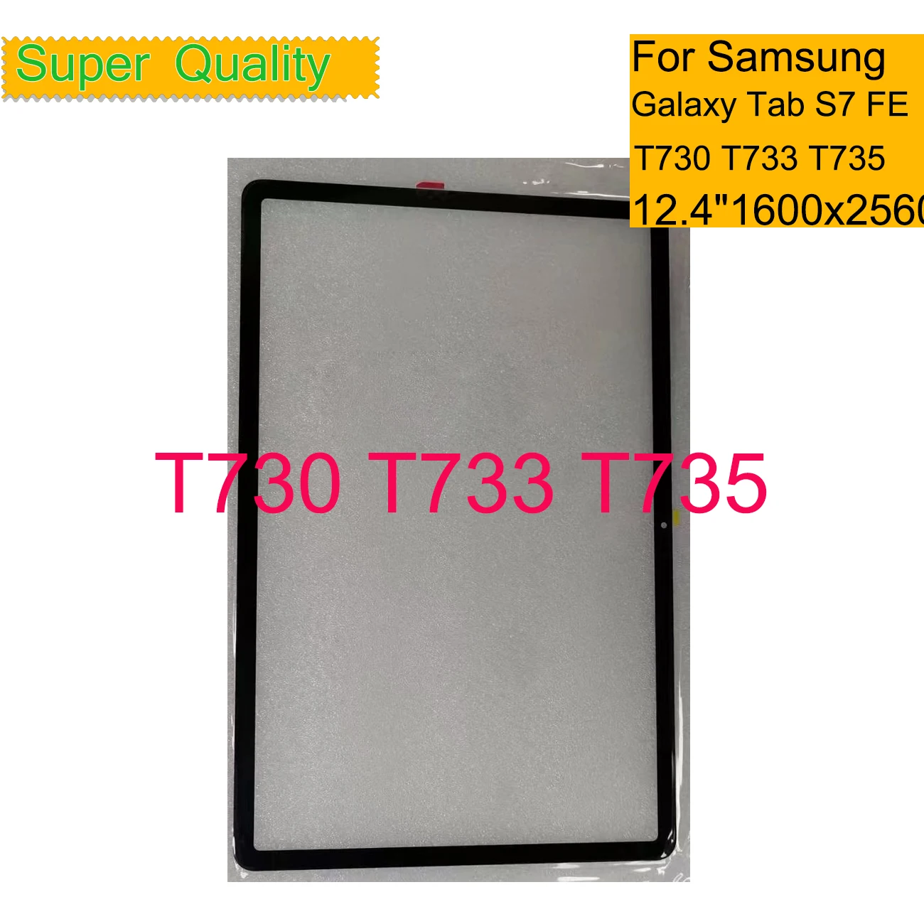 Lente de Vidro Lcd Exterior Frontal com Cola Oca Painel Touch Screen Samsung Galaxy Tab s7 fe T730 Sm-t730 Sm-t733 10 Pcs por Lote