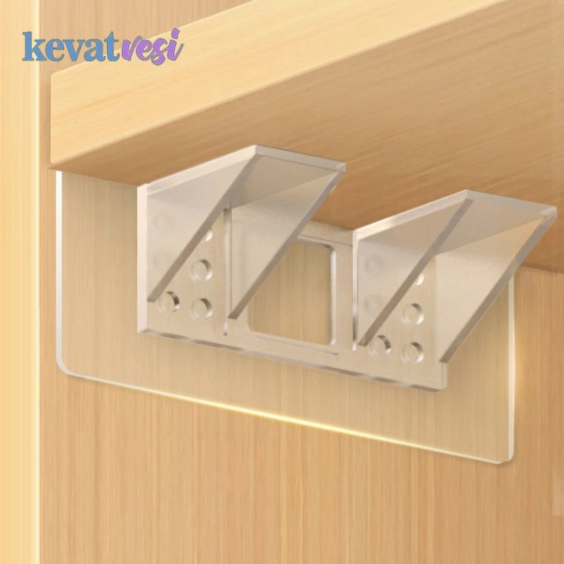 2/4pcs Adhesive Shelf Support Pegs for Kitchen Bedroom Closet Cabinet Shelf Support Clips Wall Hanger Sticker Bracket Holder
