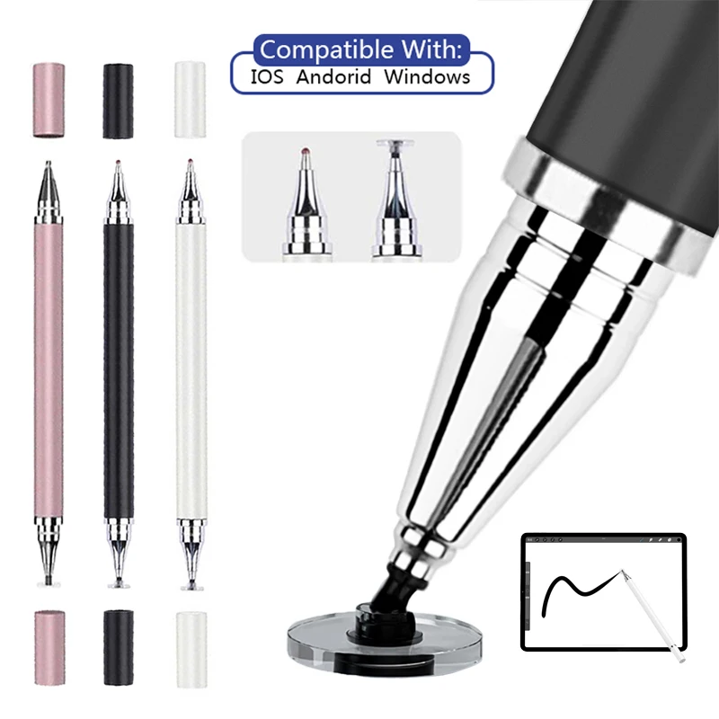 2 In 1 Universal Stylus Pen Tablet Screen Capacitivo Caneta Drawing Touch Pen Per Ios Andorid Windows Smart Pencil Accessori