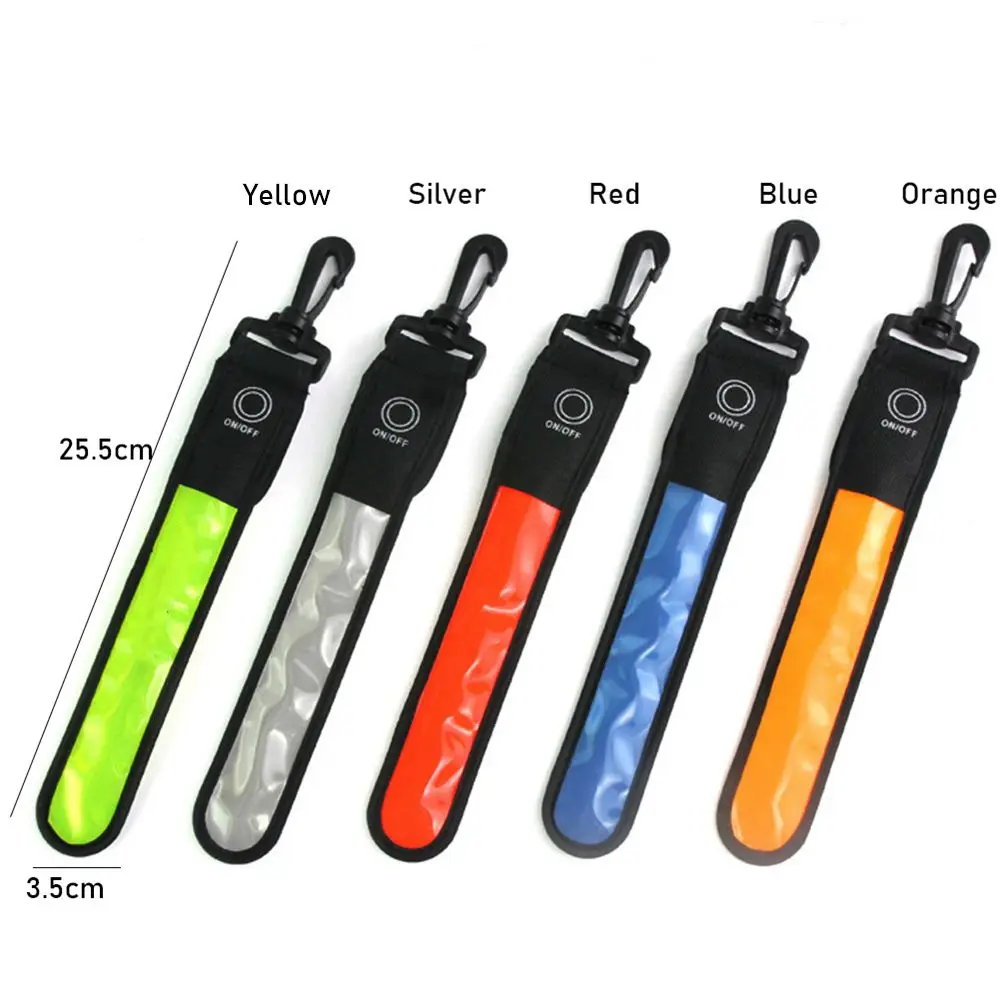 Bicycle Riding Wrist Support Flash Glowing Luminous Armband Arm Belt Band LED Reflective Light Backpack Hanging Lights