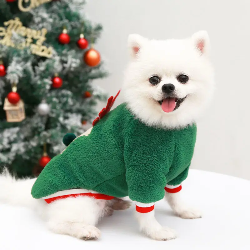 Pet Dog Cat Two Legs Warm Velvet Deer Face Christmas Style Clothes Teddy Bichon Poodle Autumn And Winter Supplies