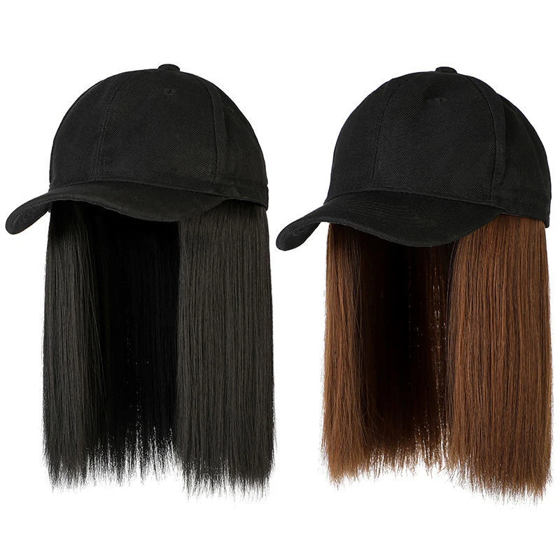 Wigs with a Hat Baseball Wigs Cap Body Cap Short Straight Hair Wig Cap Sun Hat Short Smooth Wig Hat Wig Short Wig Capeline ladies baseball cap