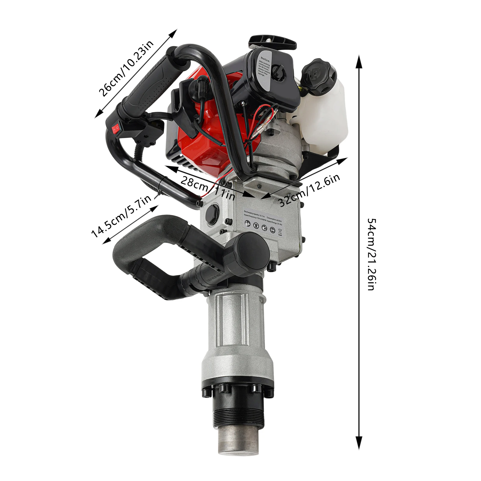 Gas-Powered Post Driver 32.7cc Gasoline Piling 2-Stroke Engine Single Cylinder Gasoline Petrol Garden Fencing Tool Machine 3
