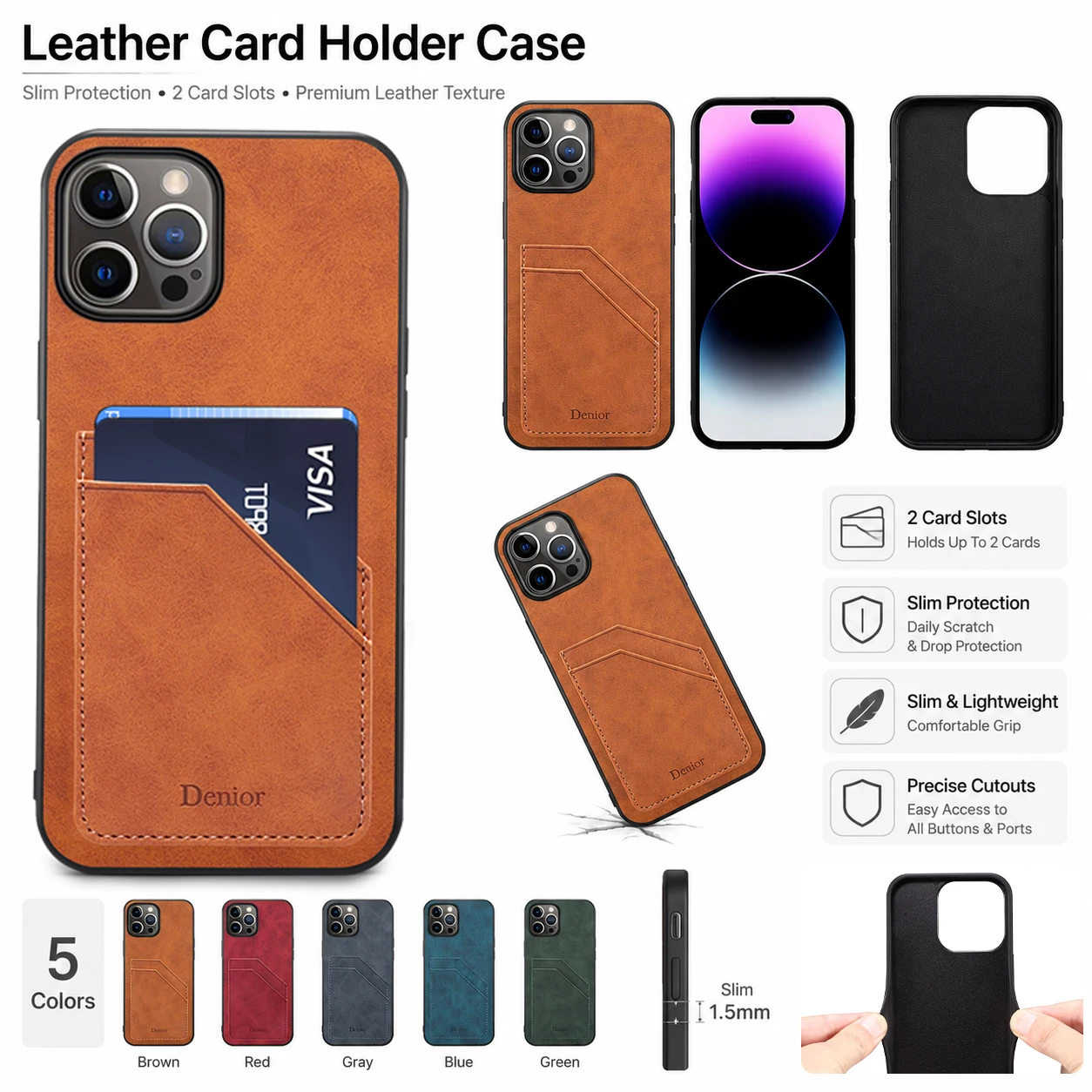 Denior Shockproof Card Slot Phone Case