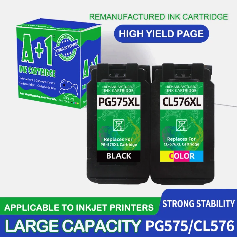 Hicor Remanufactured 575 XL 576 XLpg575 cl576 PG575 CL576 Ink Cartridge for Canon  PIXMA TS3550i TS3551i TR4750i TR4751i Printers