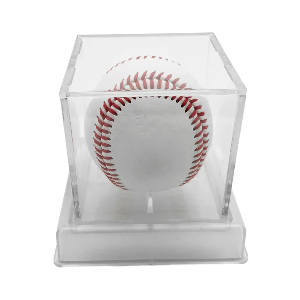 Acrylic Clear Baseball Holder Display Box with Bracket Cube Ball Holder Baseball Memorabilia Showcase for Golf Tennis Billiard