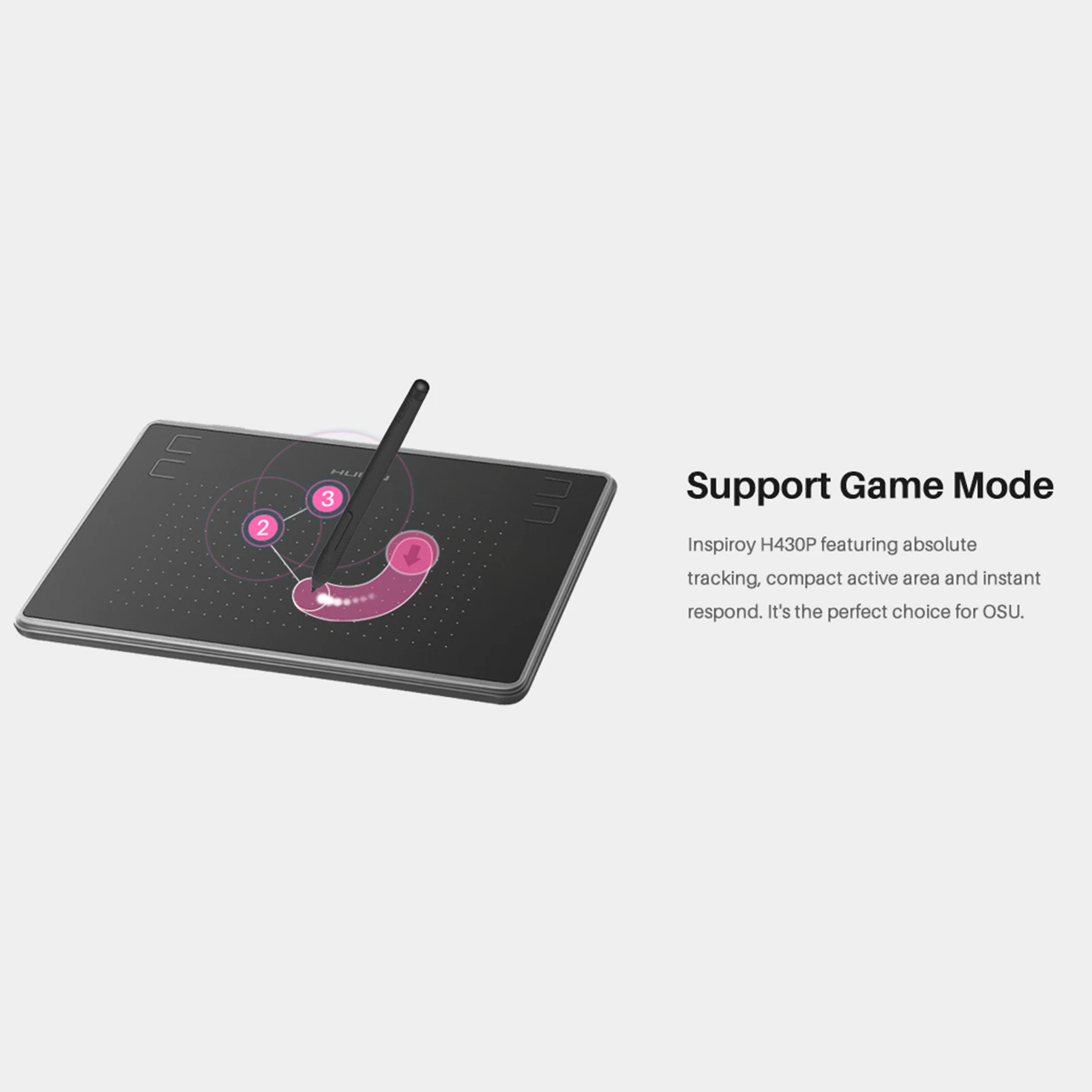 Huion 디지털 T-태블릿 필기 그래픽 드로잉 서명 보드 필기 키트 세트, 디지털 펜 4096 레벨, H430P, 4.8*3 인치