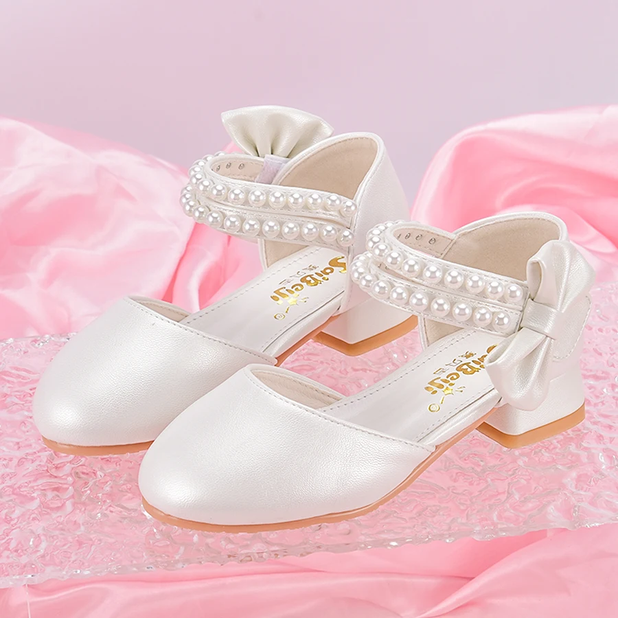 أحذية الأميرة للأطفال للبنات، أحذية بيضاء للربيع/ا...