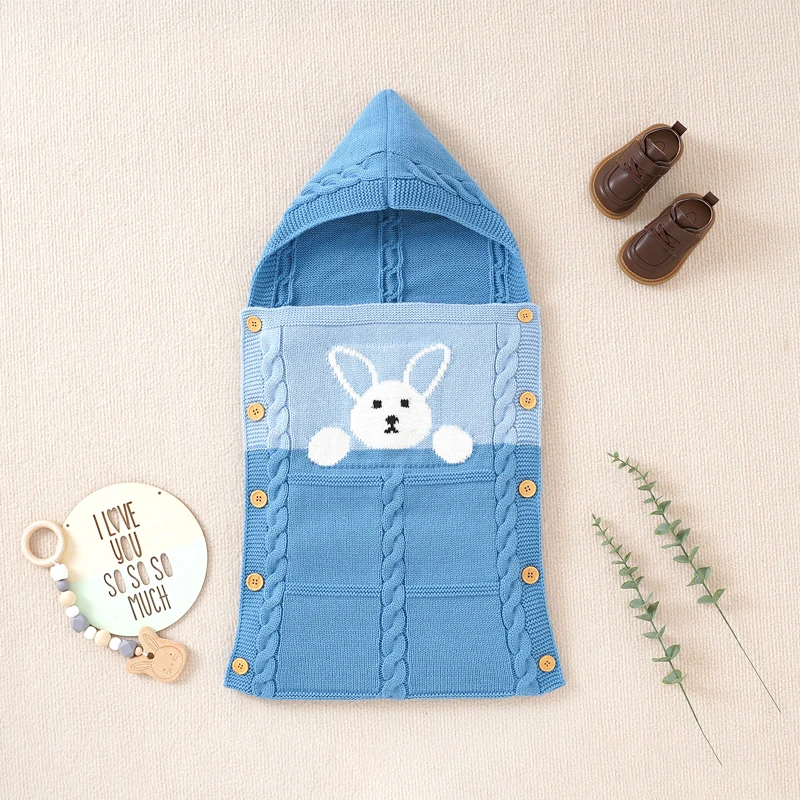 

Newborn Baby Sleeping Bag 75*35CM Infant Girl Boy Knit Bed Sleep Sack Fashion Cute Cartoon Bear Toddler Stroller Swaddling 0-6M