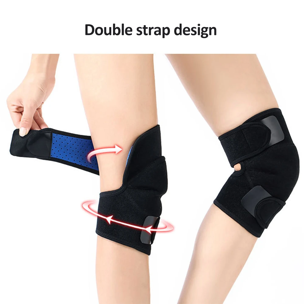 

2pcs Self-heating Knee Pads Hot Pressure Magnetic Warm Knee Brace Support Double Straps Magnetic Therapy Knee Pads Health Care