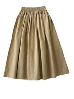 Women White Long Skirt Fashion Pockets Pleated Knee Length Skirts Autumn 2024 New Casual Elegant High Waist A Line Femme Skirts - Image 5